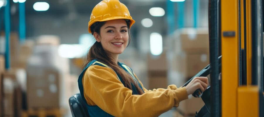 worker, construction, industry, engineer, helmet, warehouse, work, factory, safety, industrial, people, working, woman, job, business, forklift, hardhat, site, equipment, building, operator operator, occupation, builder, driver, shipping shipping